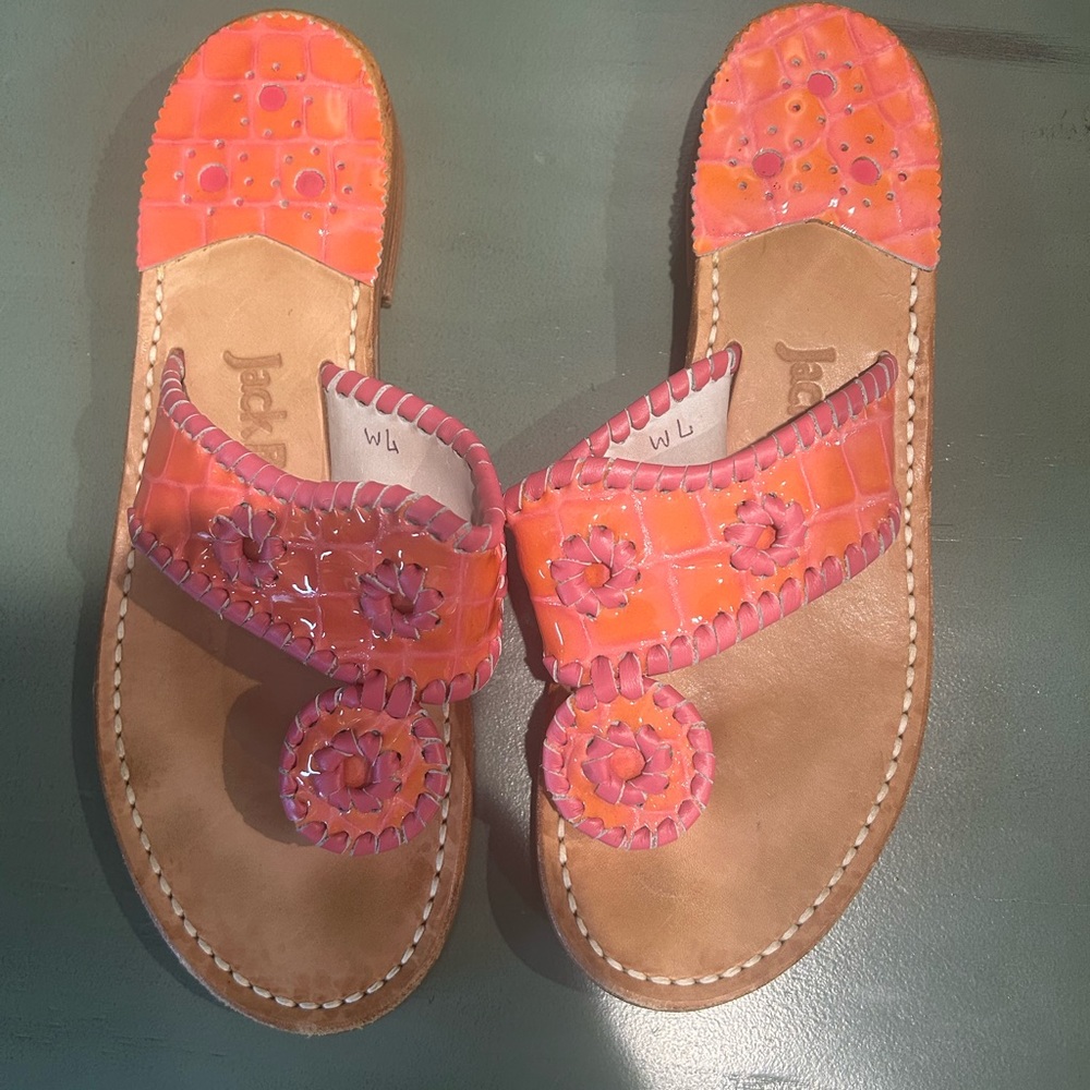 Jack Roger’s pink crocodile patent leather sandals